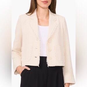 Like New - Fringe Detail Tweed Blazer Suit Jacket - size Large